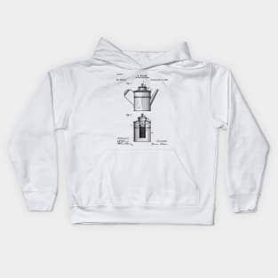 Coffee Patent - Coffee Shop Art - Black And White Kids Hoodie